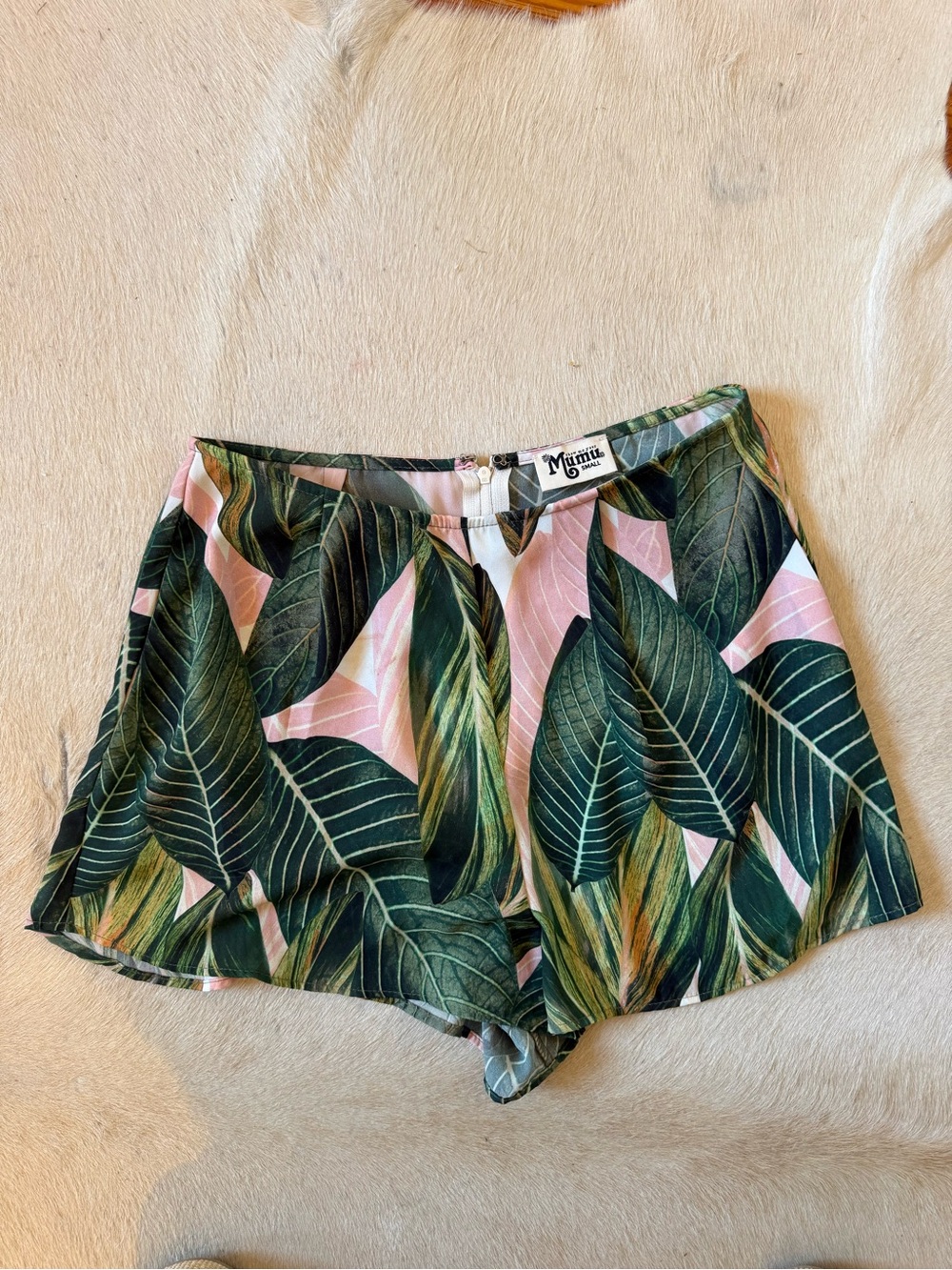 Show Me Your MuMu Pink & Green Tropical Leaf Shorts